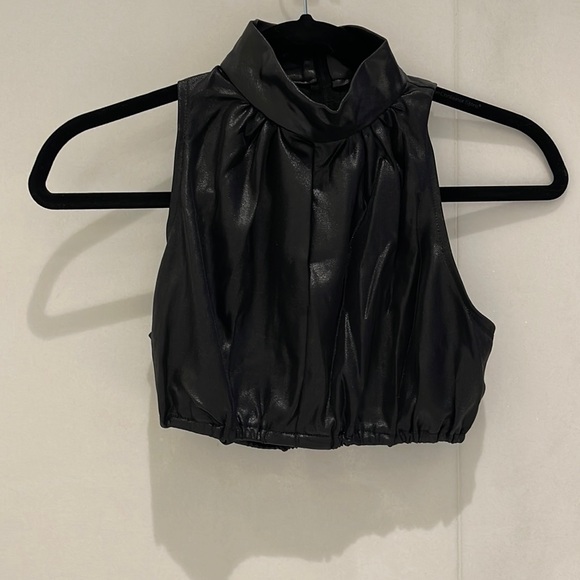 Vintage 70s Cropped Mock Neck Top - Picture 1 of 3